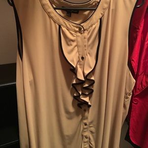 Yellow and black blouse with ruffle detail